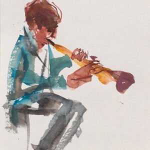 Jazz sketch of alto saxophone player by Josef Rapaport