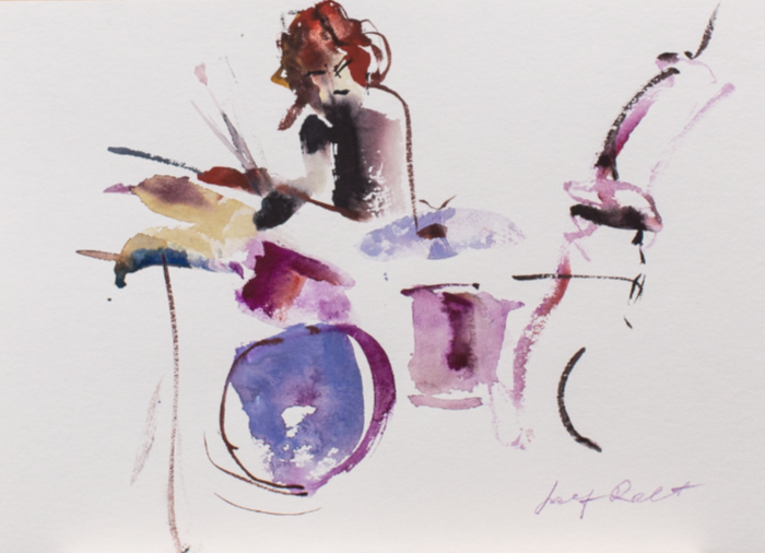 Jazz sketch of drummer in flow by Josef Rapaport