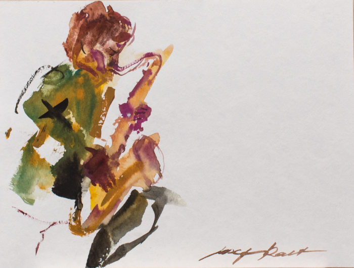 Jazz sketch of saxophone full swing by Josef Rapaport